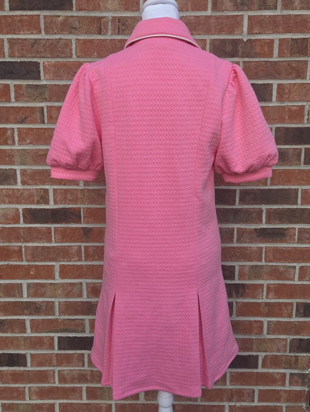 THML Pink Mod Mini Dress - 60s Inspired Zip Front Puff Sleeves - Size Small NWOT - Picture 11 of 16